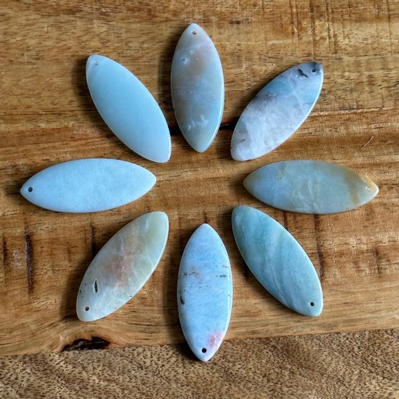 Natural Flower Amazonite Horse Eye Shaped Pendant - Pre-drilled - Perfect for j - Picture 2 of 8